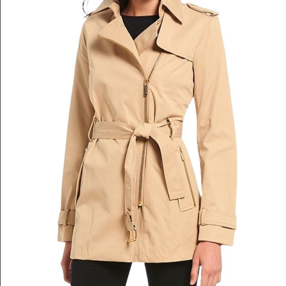 Michael Kors Belted Front Zip Trench Coat Jacket Small